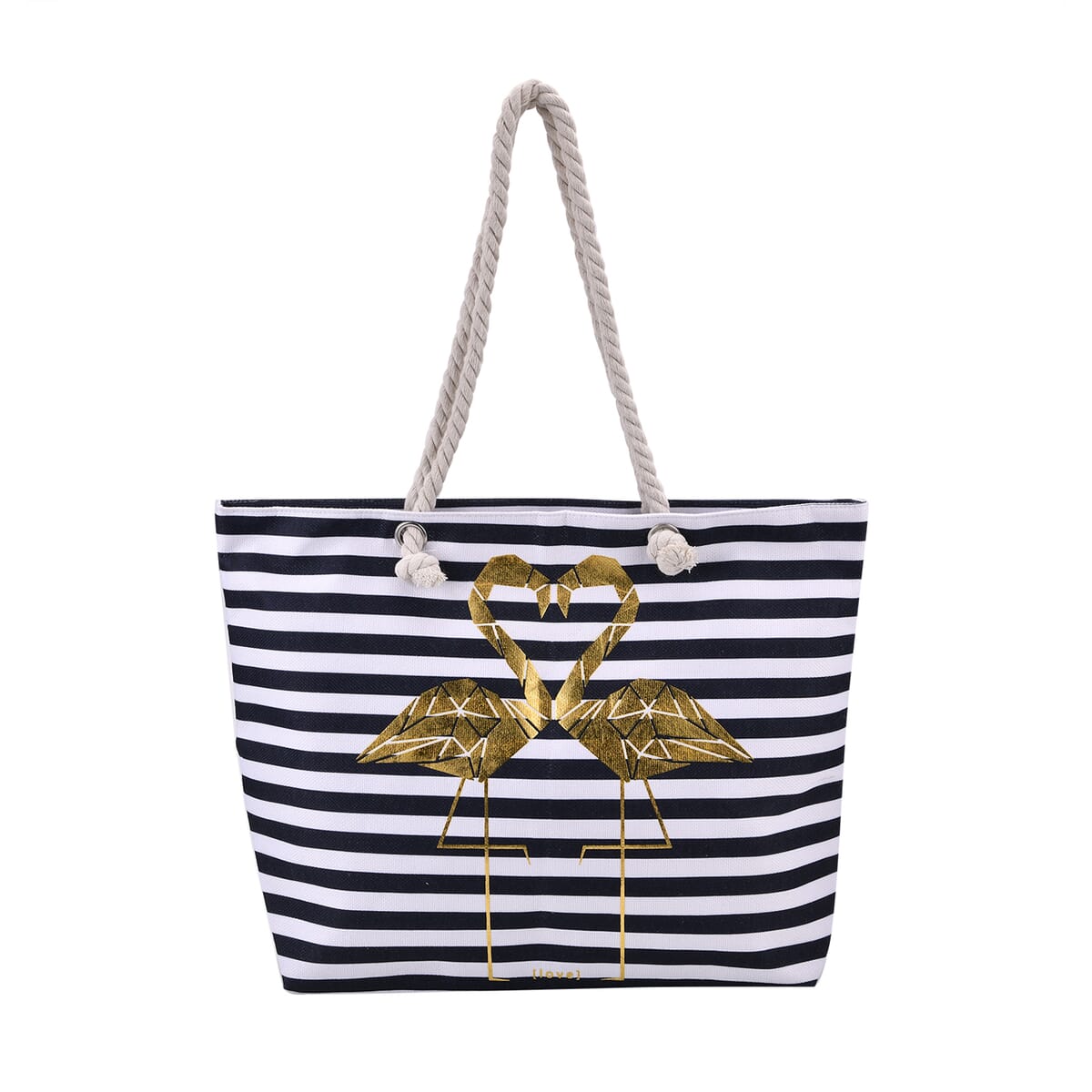 Metallic Glitter Gold Flamingo Bird Pattern Tote Bag image number 0