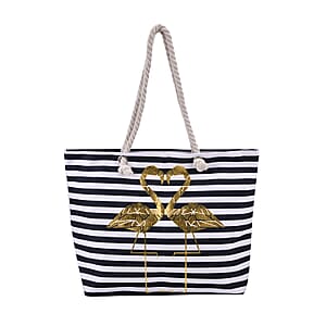 Metallic Glitter Gold Flamingo Bird Pattern Tote Bag