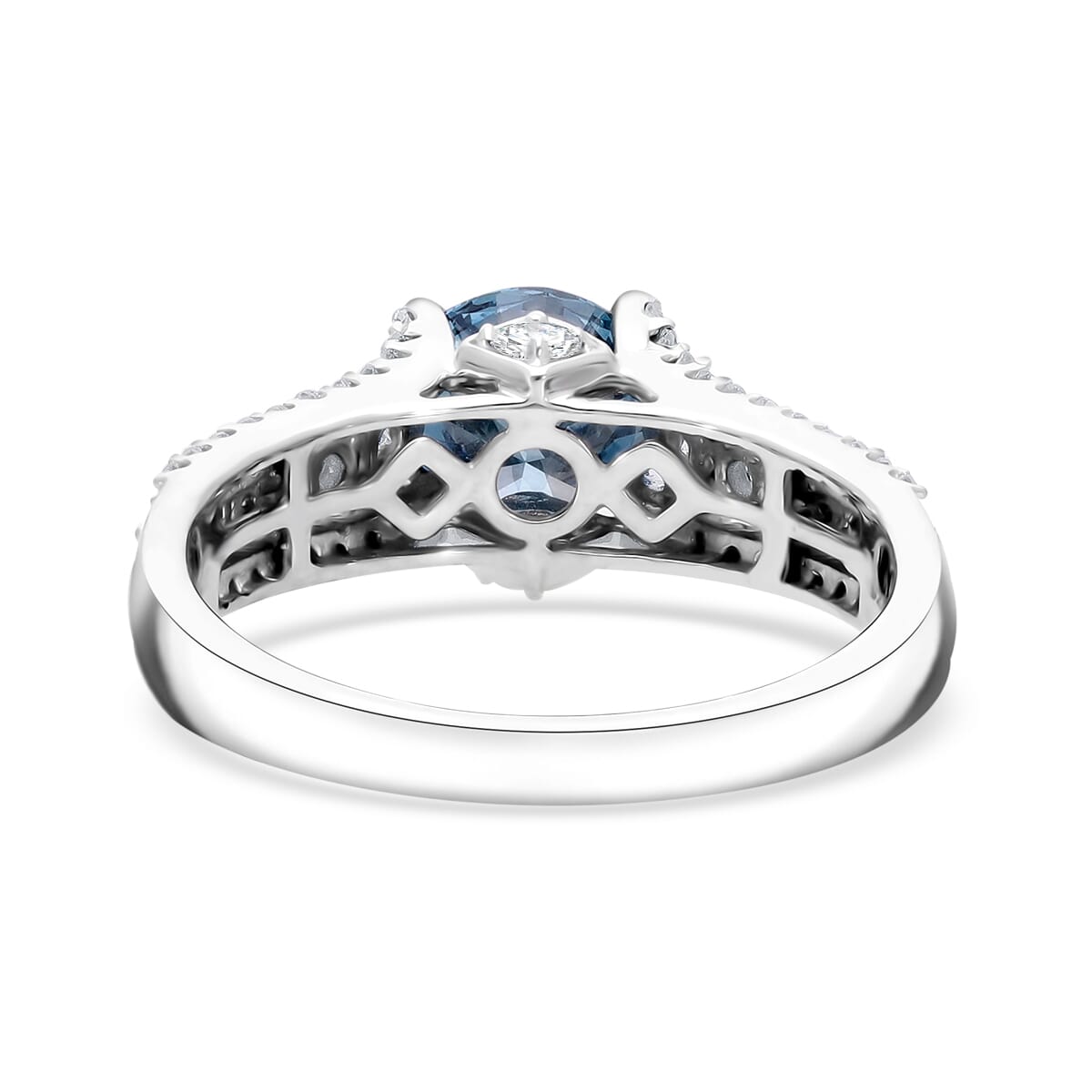 Luxuriant Lab Grown Blue and White Diamond VS-SI 2.00 ctw Azure Crown Ring in Platinum Over Sterling Silver (Size 8.0) image number 3
