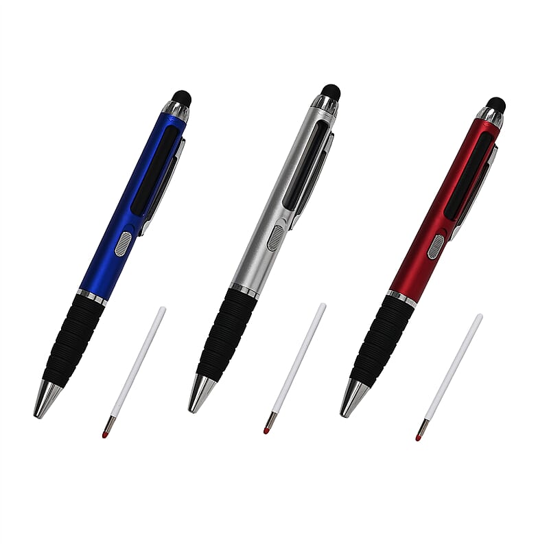 Livmore Set of 3 Multifunctional Pens with LED lights, Magnifying Glasses and Touch Screen Function with 3 Refills