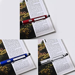 Livmore Set of 3 Multifunctional Pens with LED lights, Magnifying Glasses and Touch Screen Function with 3 Refills