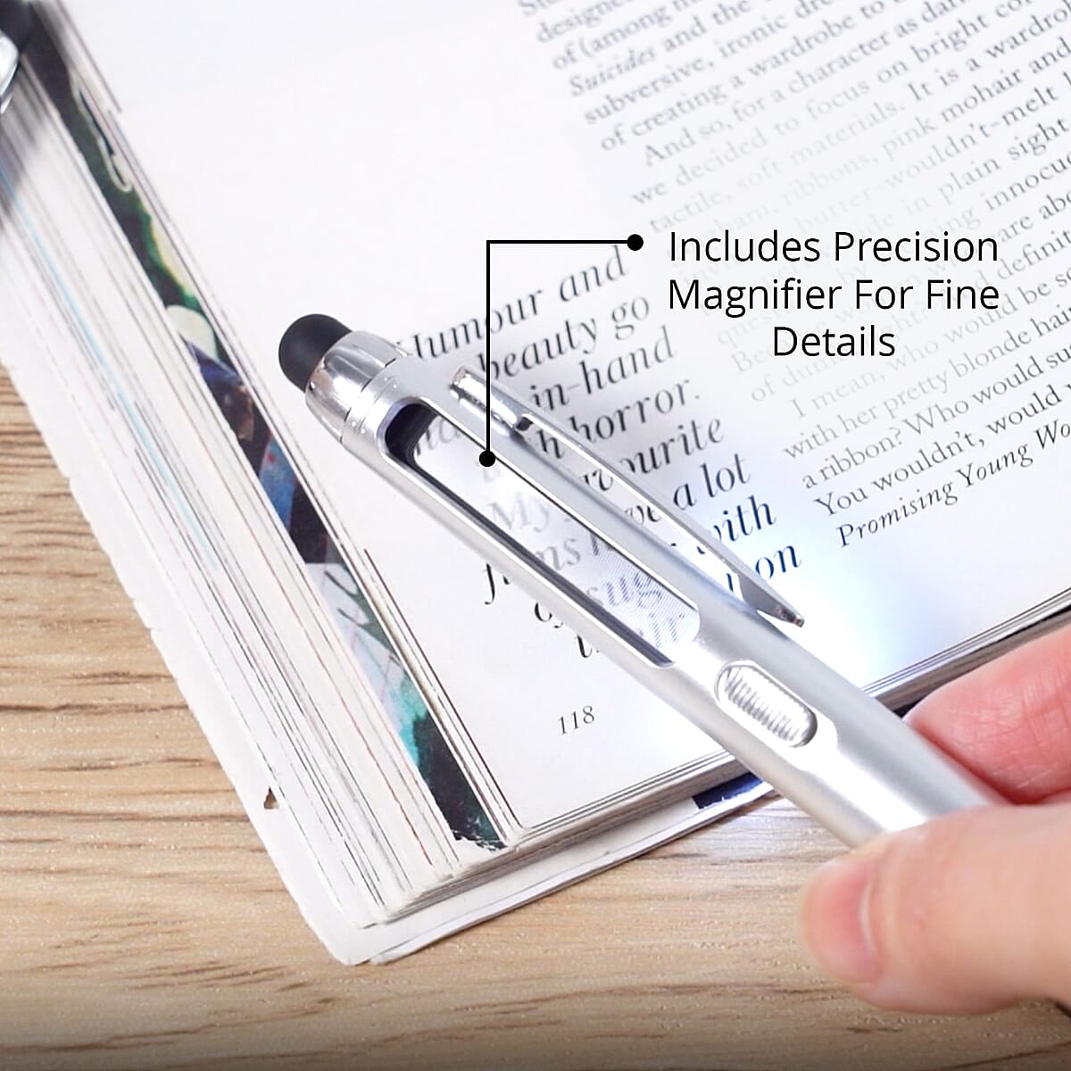Set of 3 Multifunctional Pens with LED lights, Magnifying Glasses and Touch Screen Function with 3 Refills image number 5