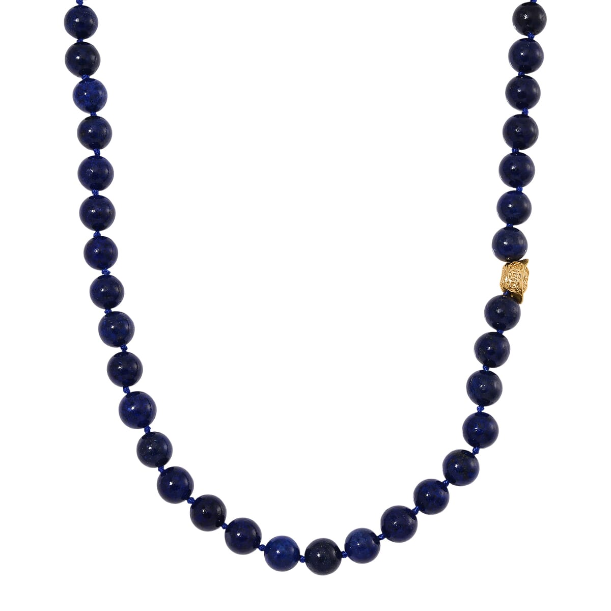 Lapis Lazuli 350.00 ctw Beaded Necklace with Sycee Charm in Goldtone 20 Inches image number 0