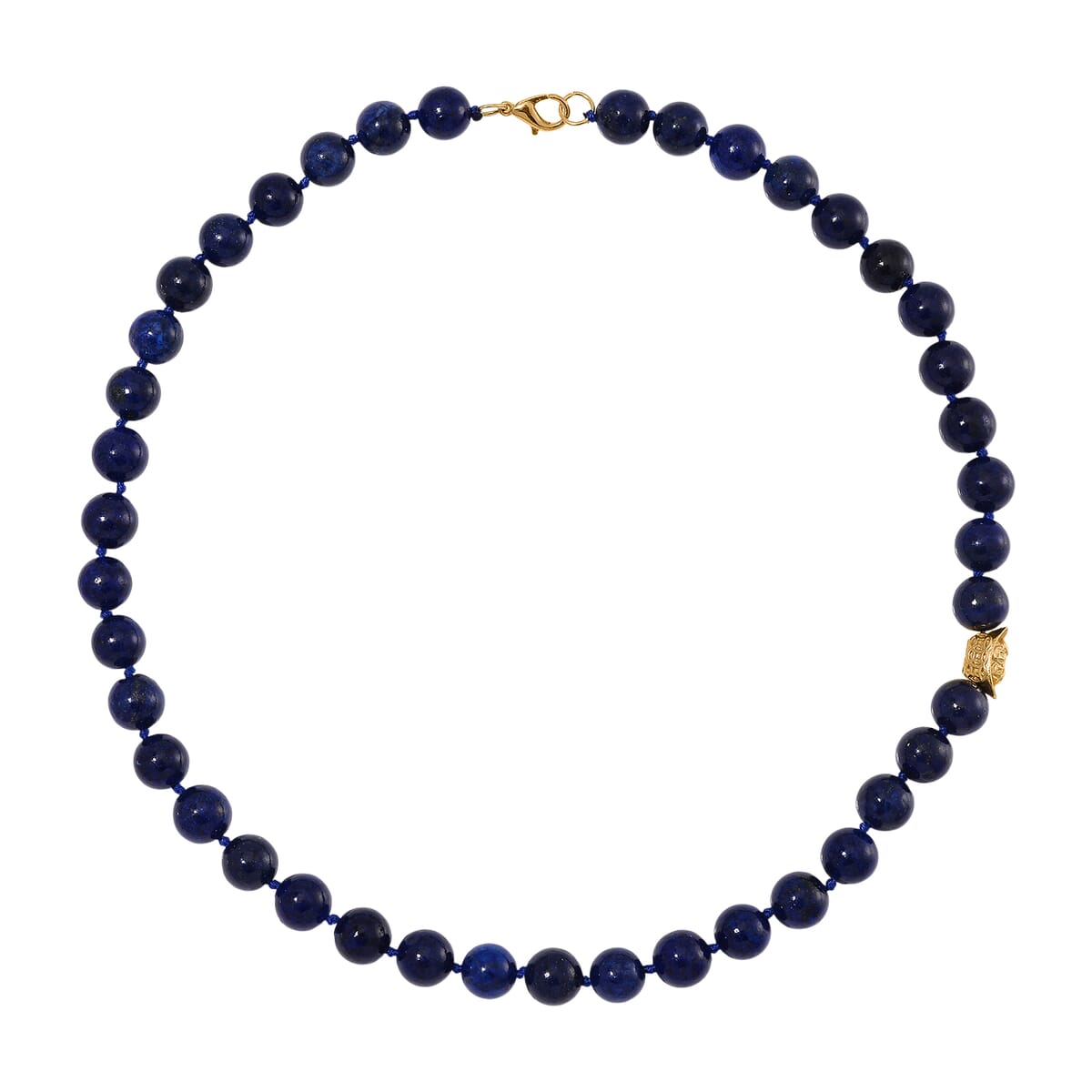 Lapis Lazuli 350.00 ctw Beaded Necklace with Sycee Charm in Goldtone 20 Inches image number 2