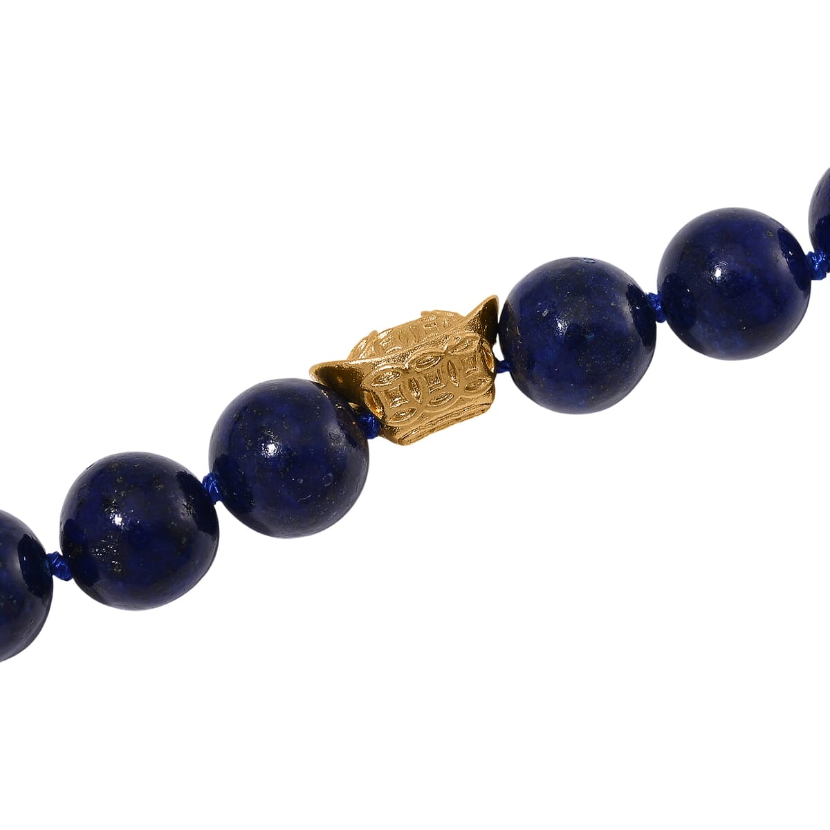 Lapis Lazuli 350.00 ctw Beaded Necklace with Sycee Charm in Goldtone 20 Inches image number 3