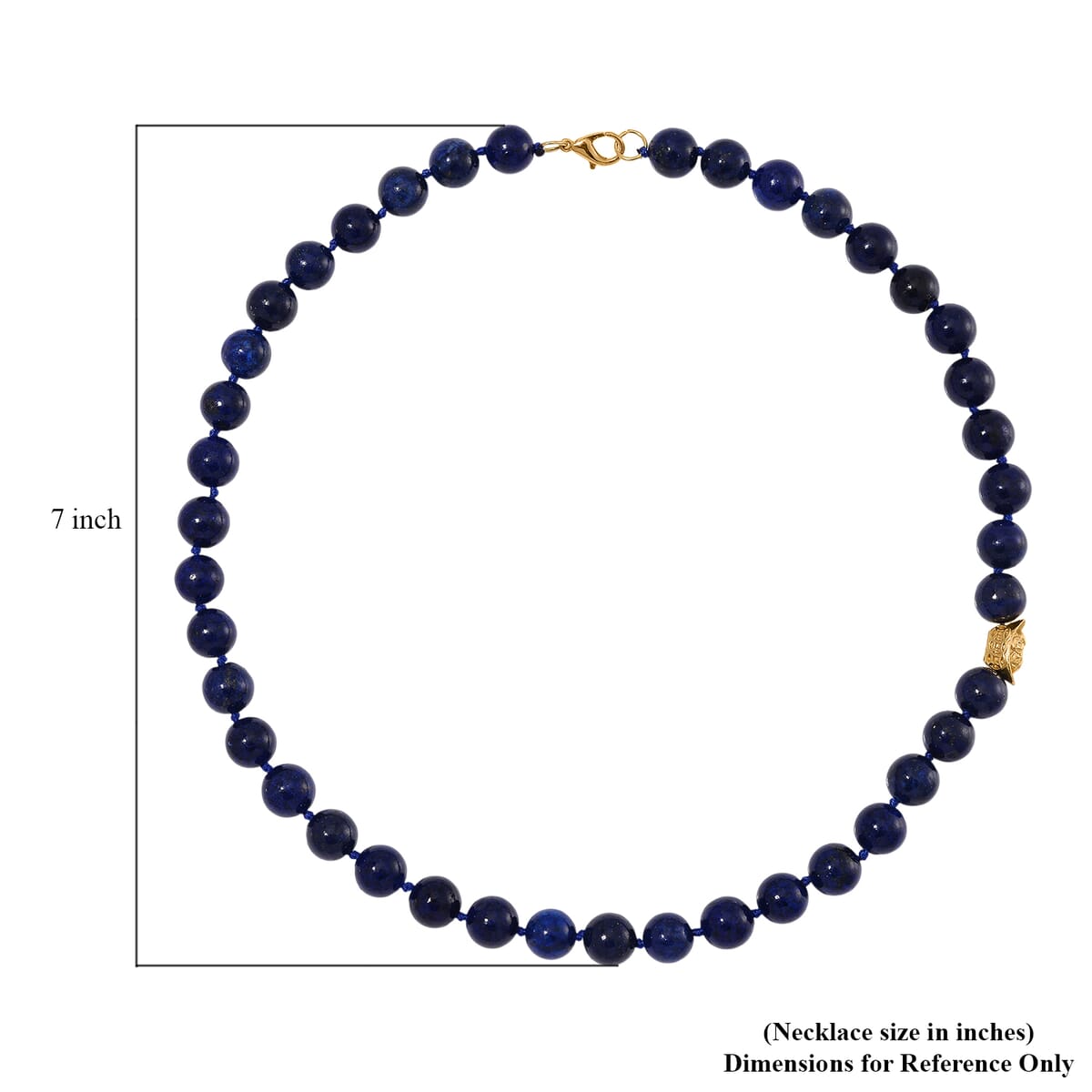 Lapis Lazuli 350.00 ctw Beaded Necklace with Sycee Charm in Goldtone 20 Inches image number 5