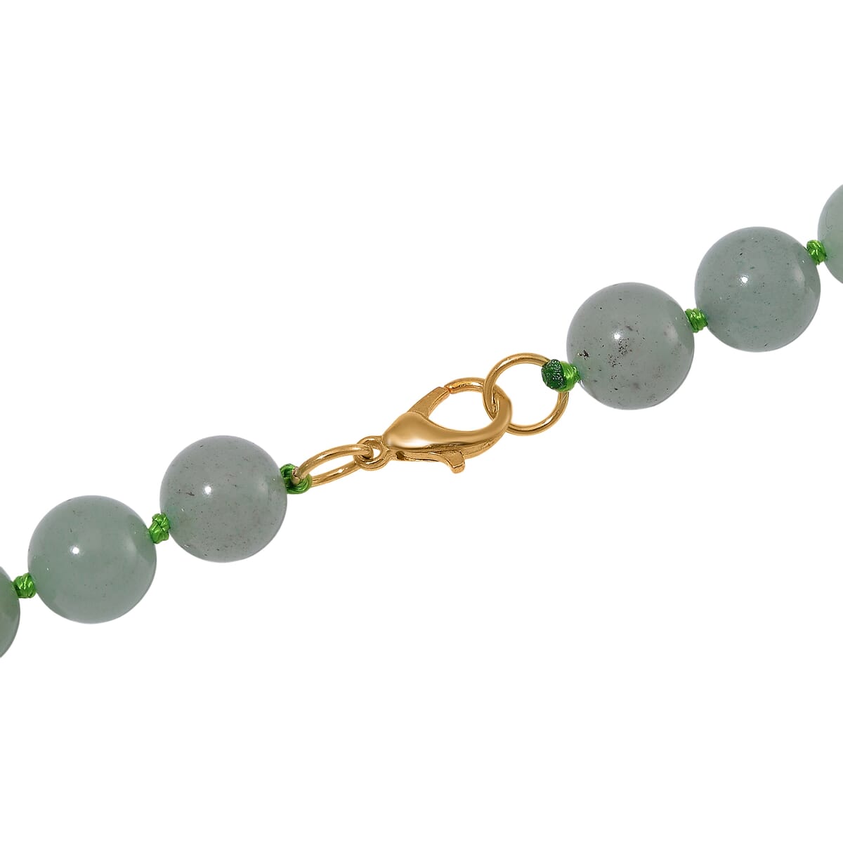 Green Aventurine 350.00 ctw Beaded Necklace with Sycee Charm in Goldtone 20 Inches image number 4