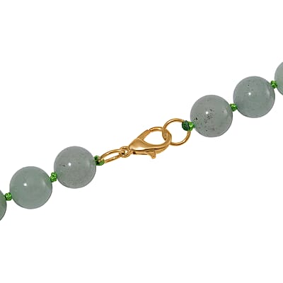 Green Aventurine 350.00 ctw Beaded Necklace with Sycee Charm in Goldtone 20 Inches