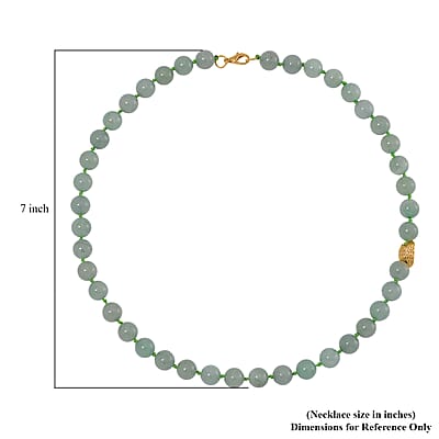 Green Aventurine 350.00 ctw Beaded Necklace with Sycee Charm in Goldtone 20 Inches