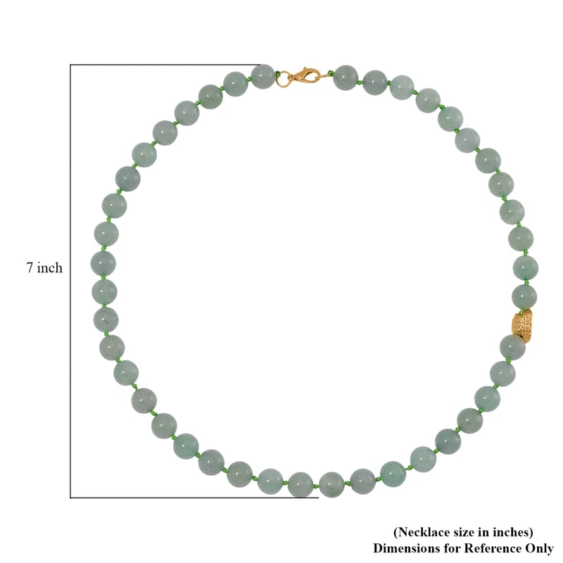 Green Aventurine 350.00 ctw Beaded Necklace with Sycee Charm in Goldtone 20 Inches