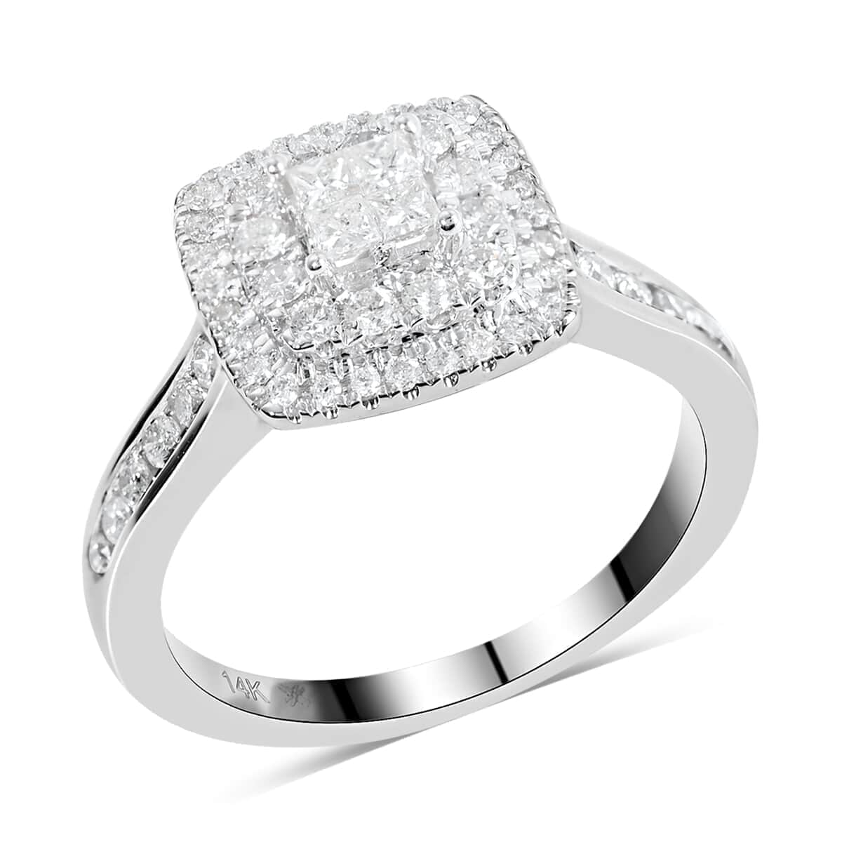 NY Closeout Diamond G-H I1 0.75 ctw Cluster Ring in 14K White Gold (Size 6.0) 4.20 Grams image number 0