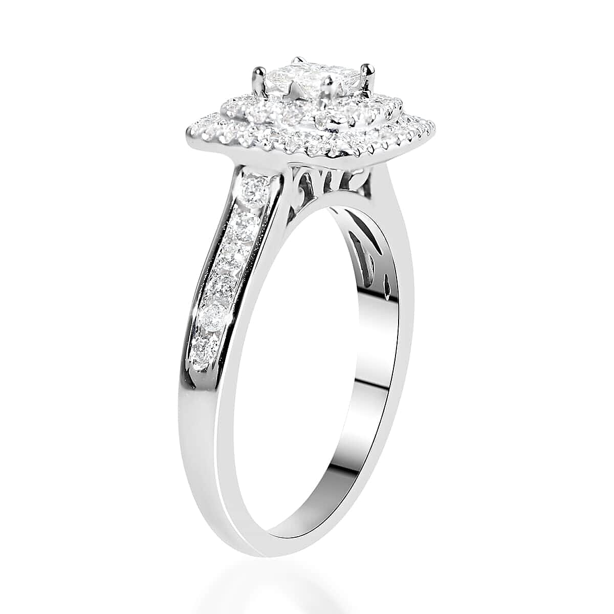 NY Closeout Diamond G-H I1 0.75 ctw Cluster Ring in 14K White Gold (Size 6.0) 4.20 Grams