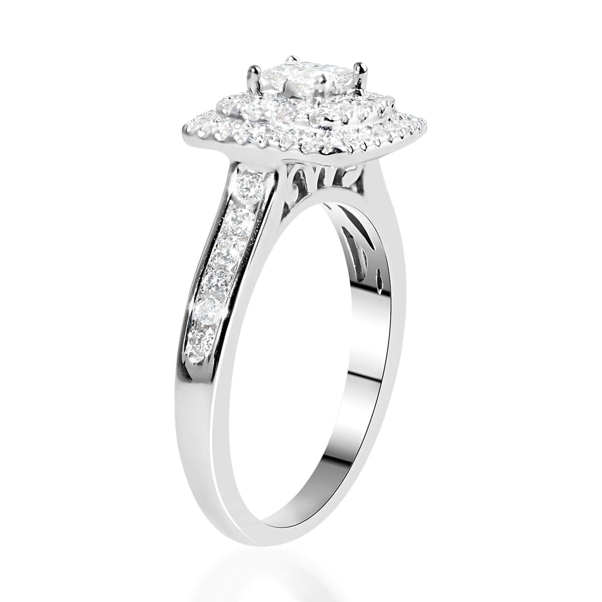 NY Closeout Diamond G-H I1 0.75 ctw Cluster Ring in 14K White Gold (Size 6.0) 4.20 Grams image number 3