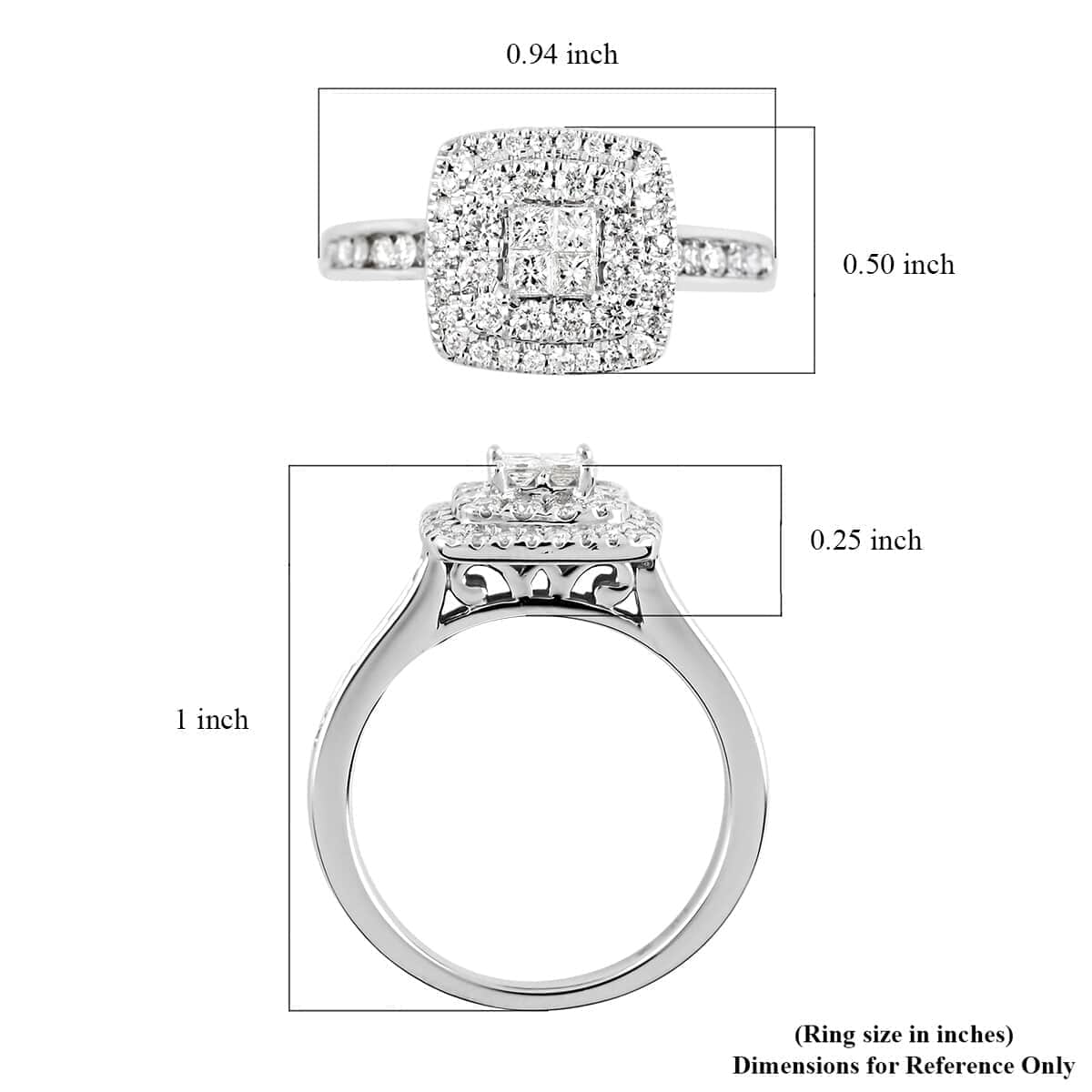 NY Closeout Diamond G-H I1 0.75 ctw Cluster Ring in 14K White Gold (Size 6.0) 4.20 Grams image number 4