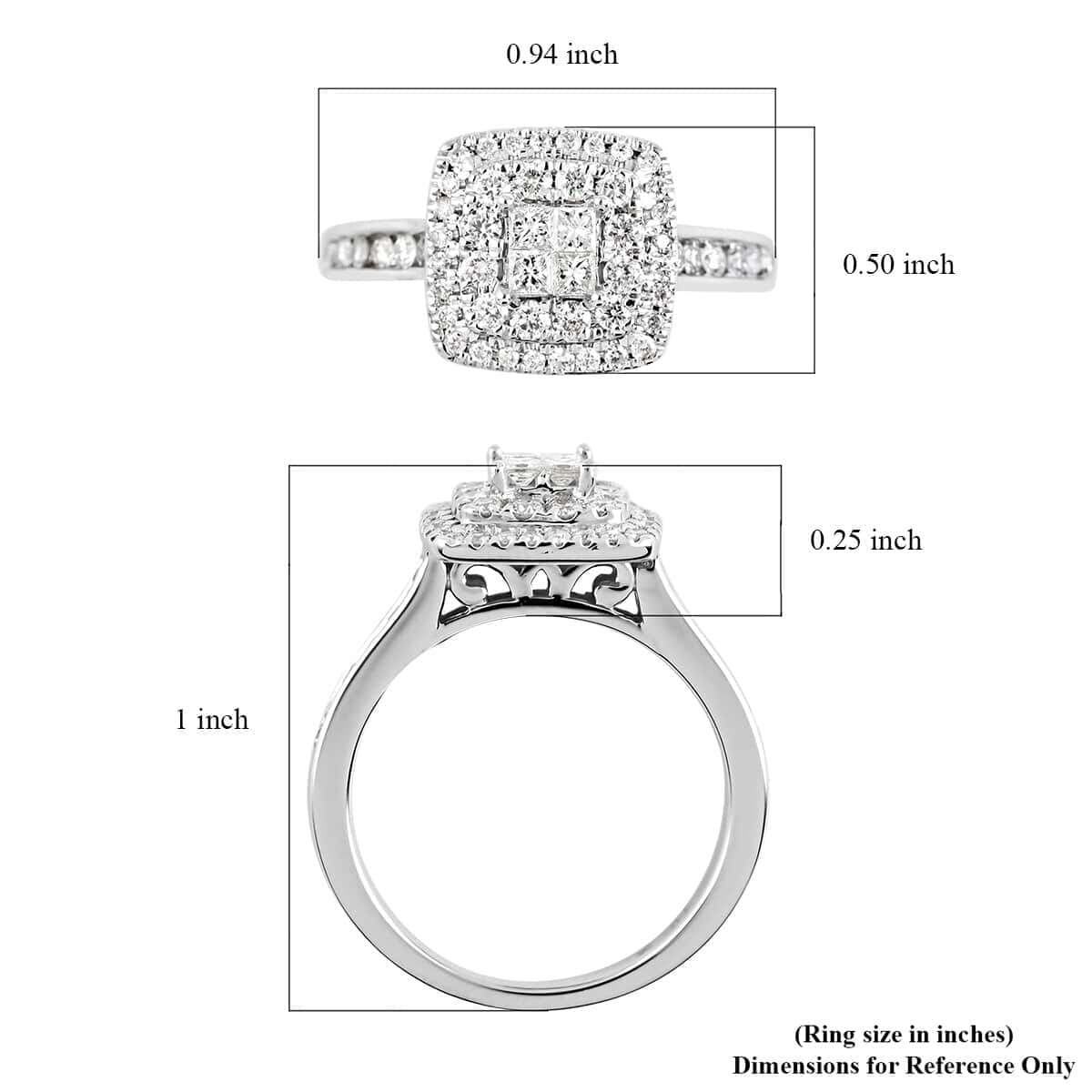 NY Closeout Diamond G-H I1 0.75 ctw Cluster Ring in 14K White Gold (Size 6.5) 4.20 Grams image number 4