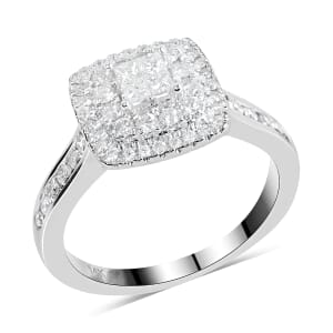 NY Closeout Diamond G-H I1 0.75 ctw Cluster Ring in 14K White Gold (Size 9.0) 4.20 Grams