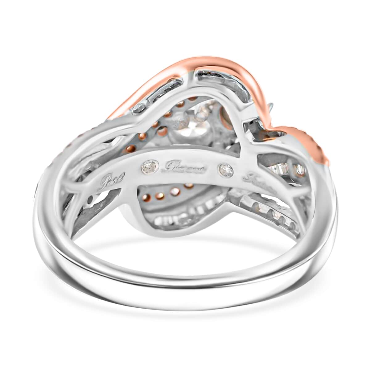 NY Closeout G-H I2 Diamond 1.00 ctw Bypass Twist Ring in 10K White and Rose Gold (Size 7.5) 5.30 Grams image number 4