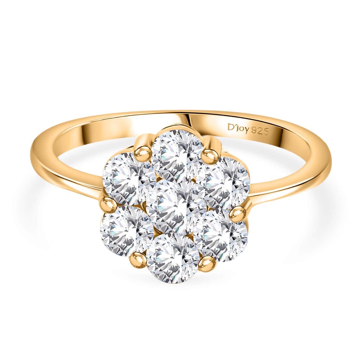 Moissanite Floral Ring in 18K Vermeil YG Over Sterling Silver (Size 10.0) 1.15 ctw image number 0