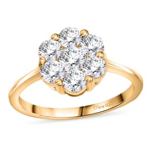 Moissanite 1.15 ctw Floral Ring in 18K Vermeil Yellow Gold Over Sterling Silver (Size 10.0)