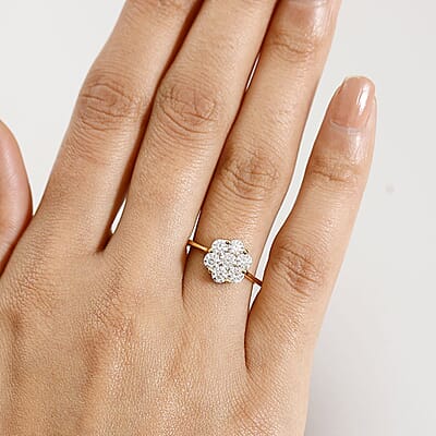 D'Joy Moissanite 1.15 ctw Floral Ring in 18K Vermeil Yellow Gold Over Sterling Silver (Size 10.0)