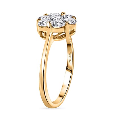 D'Joy Moissanite 1.15 ctw Floral Ring in 18K Vermeil Yellow Gold Over Sterling Silver (Size 10.0)