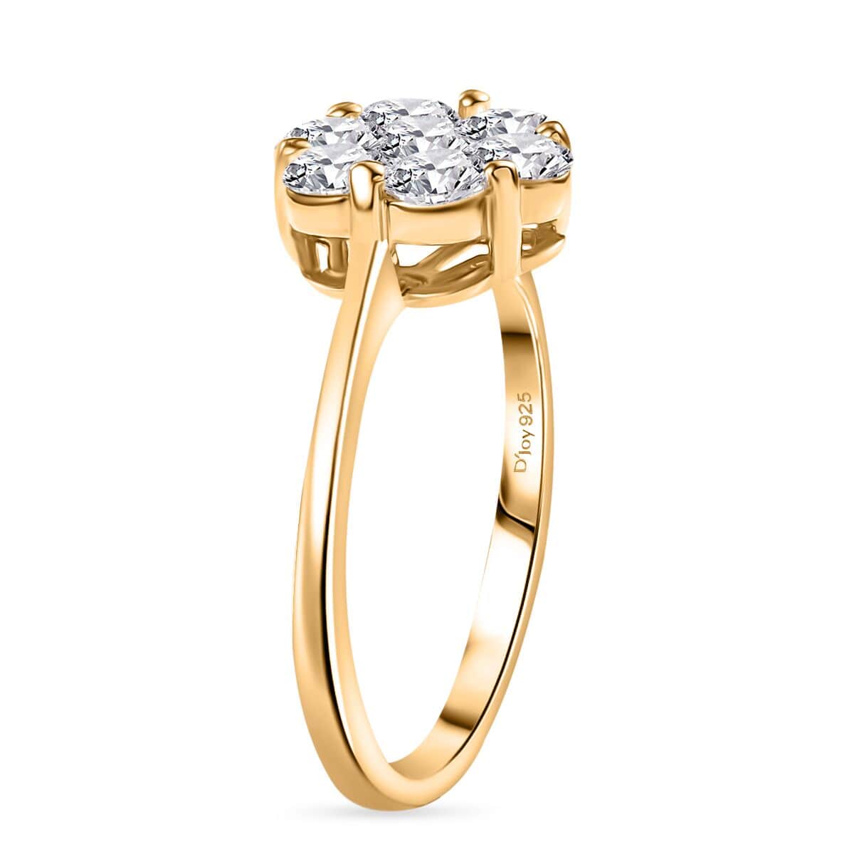 Moissanite Floral Ring in 18K Vermeil YG Over Sterling Silver (Size 10.0) 1.15 ctw image number 4