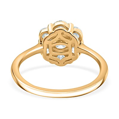 D'Joy Moissanite 1.15 ctw Floral Ring in 18K Vermeil Yellow Gold Over Sterling Silver (Size 10.0)