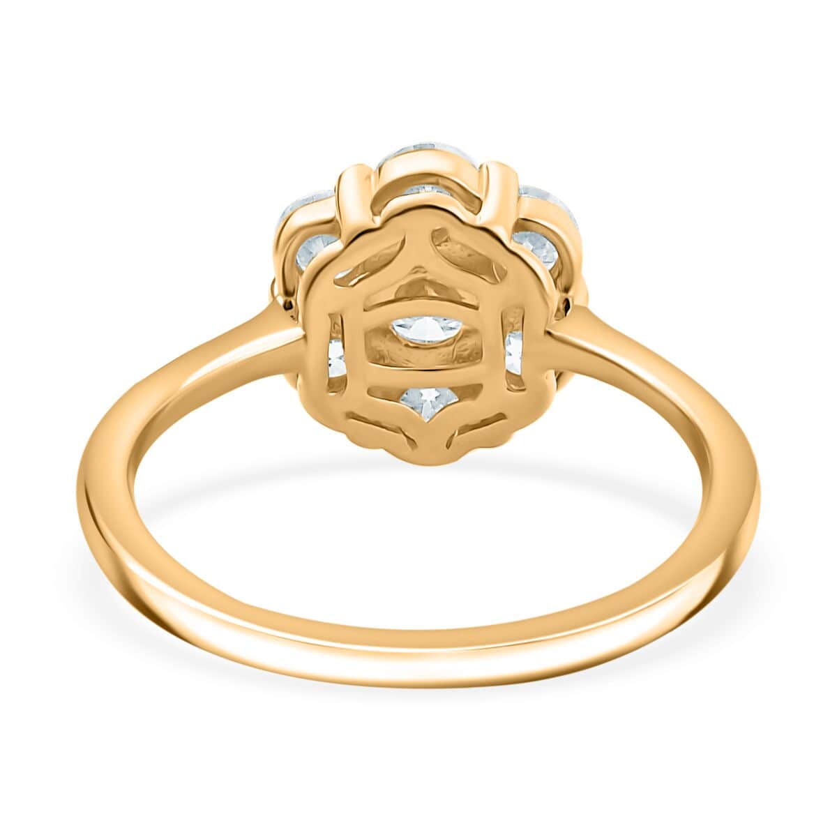 Moissanite 1.15 ctw Floral Ring in 18K Vermeil Yellow Gold Over Sterling Silver (Size 5.0) image number 5