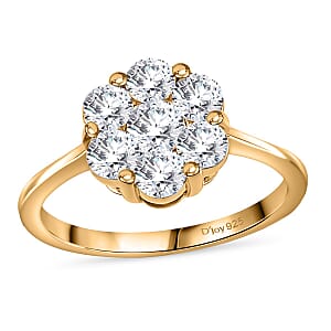 D'Joy Moissanite 1.15 ctw Floral Ring in 18K Vermeil Yellow Gold Over Sterling Silver (Size 8.0)