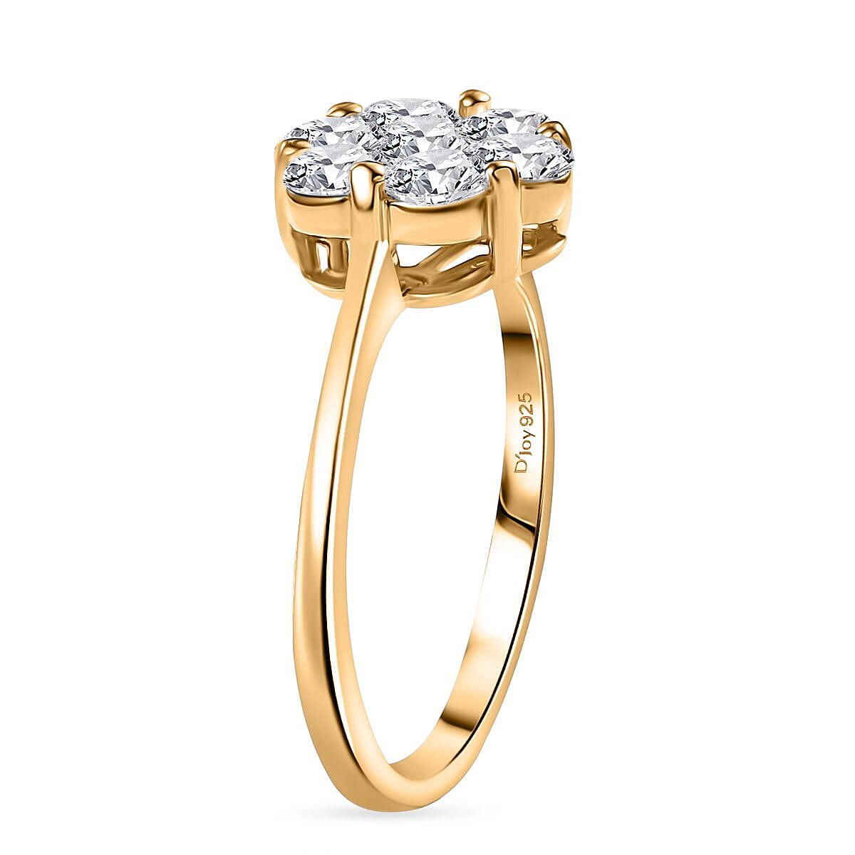 D'Joy Moissanite 1.15 ctw Floral Ring in 18K Vermeil Yellow Gold Over Sterling Silver (Size 8.0) image number 3
