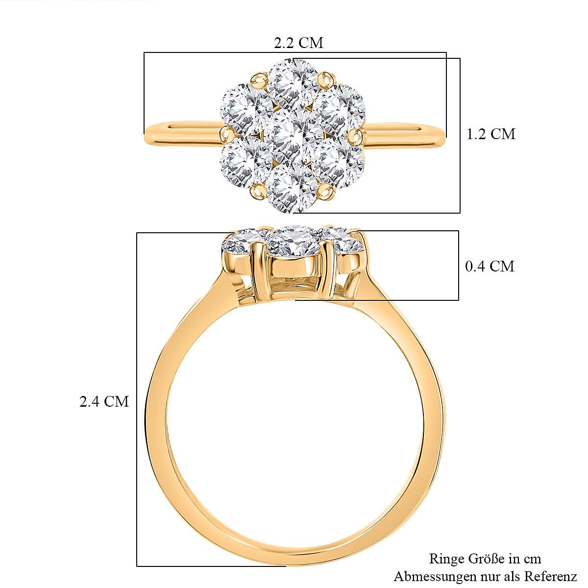 D'Joy Moissanite 1.15 ctw Floral Ring in 18K Vermeil Yellow Gold Over Sterling Silver (Size 8.0) image number 6