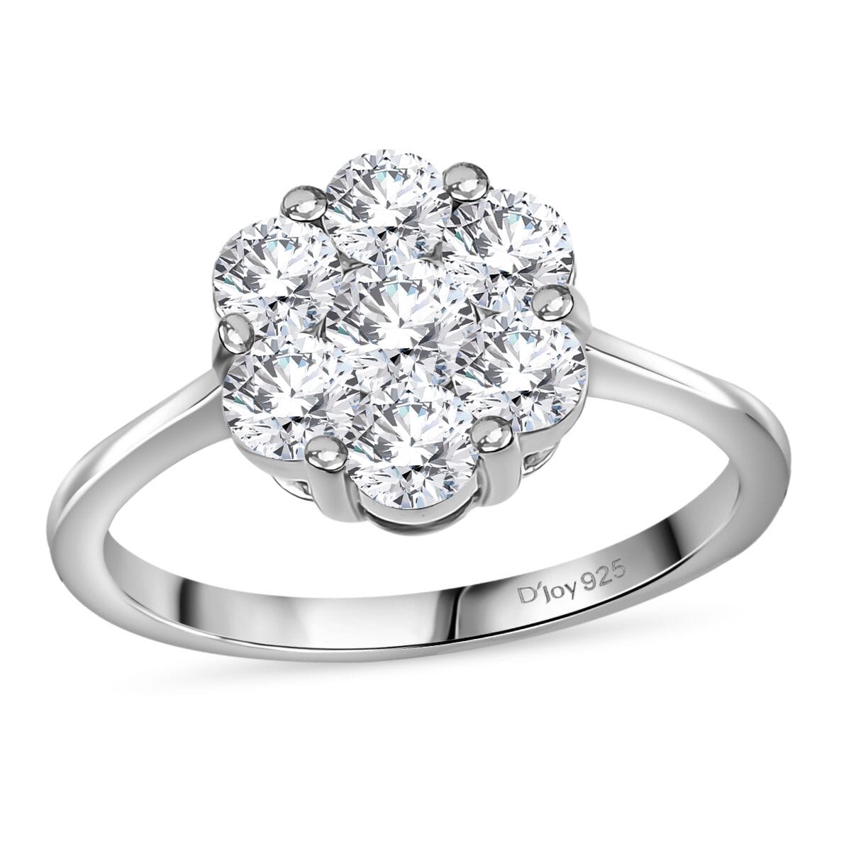 Moissanite 1.15 ctw Floral Ring in Rhodium Over Sterling Silver (Size 9.0) image number 0
