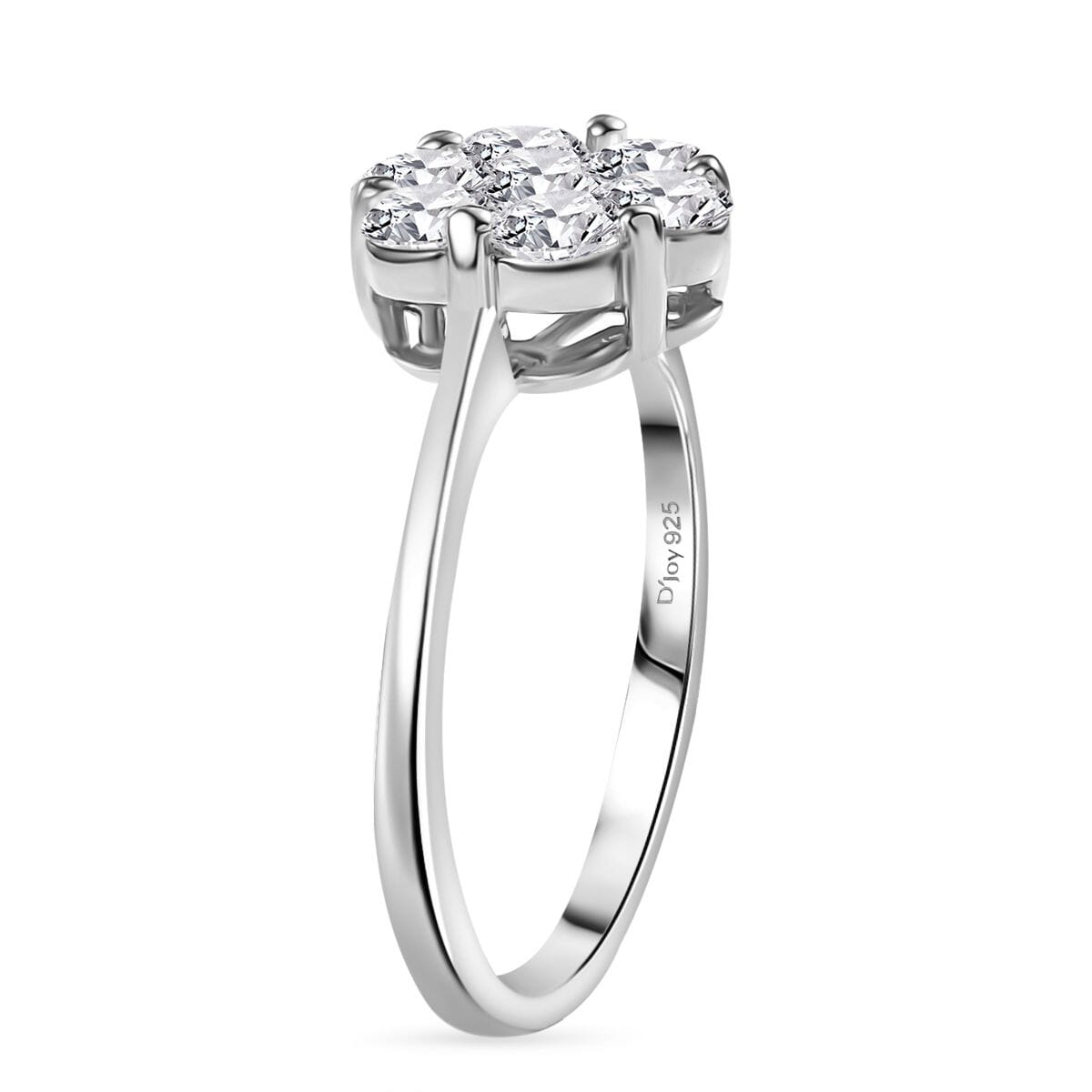Moissanite 1.15 ctw Floral Ring in Rhodium Over Sterling Silver (Size 9.0) image number 3