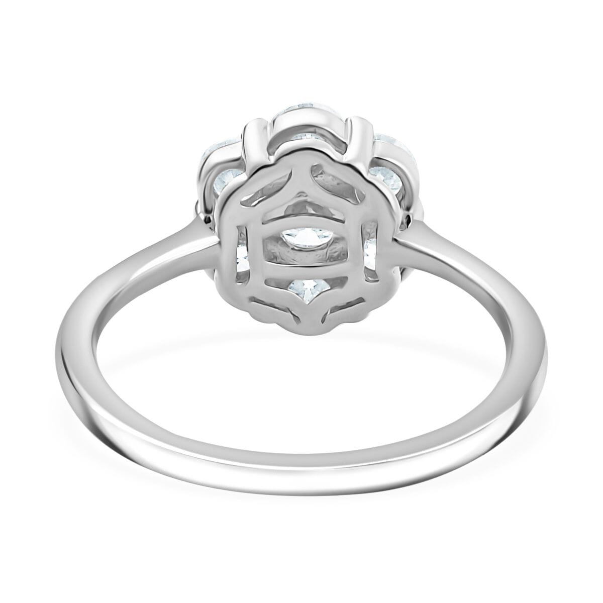Moissanite 1.15 ctw Floral Ring in Rhodium Over Sterling Silver (Size 9.0) image number 4