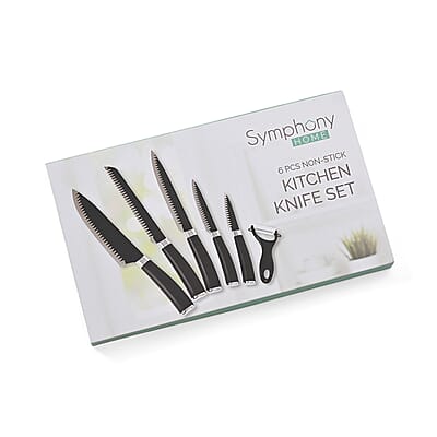 Closeout Symphony Home Set of 6pcs Kitchen Knife with Stainless Steel Blade - Black
