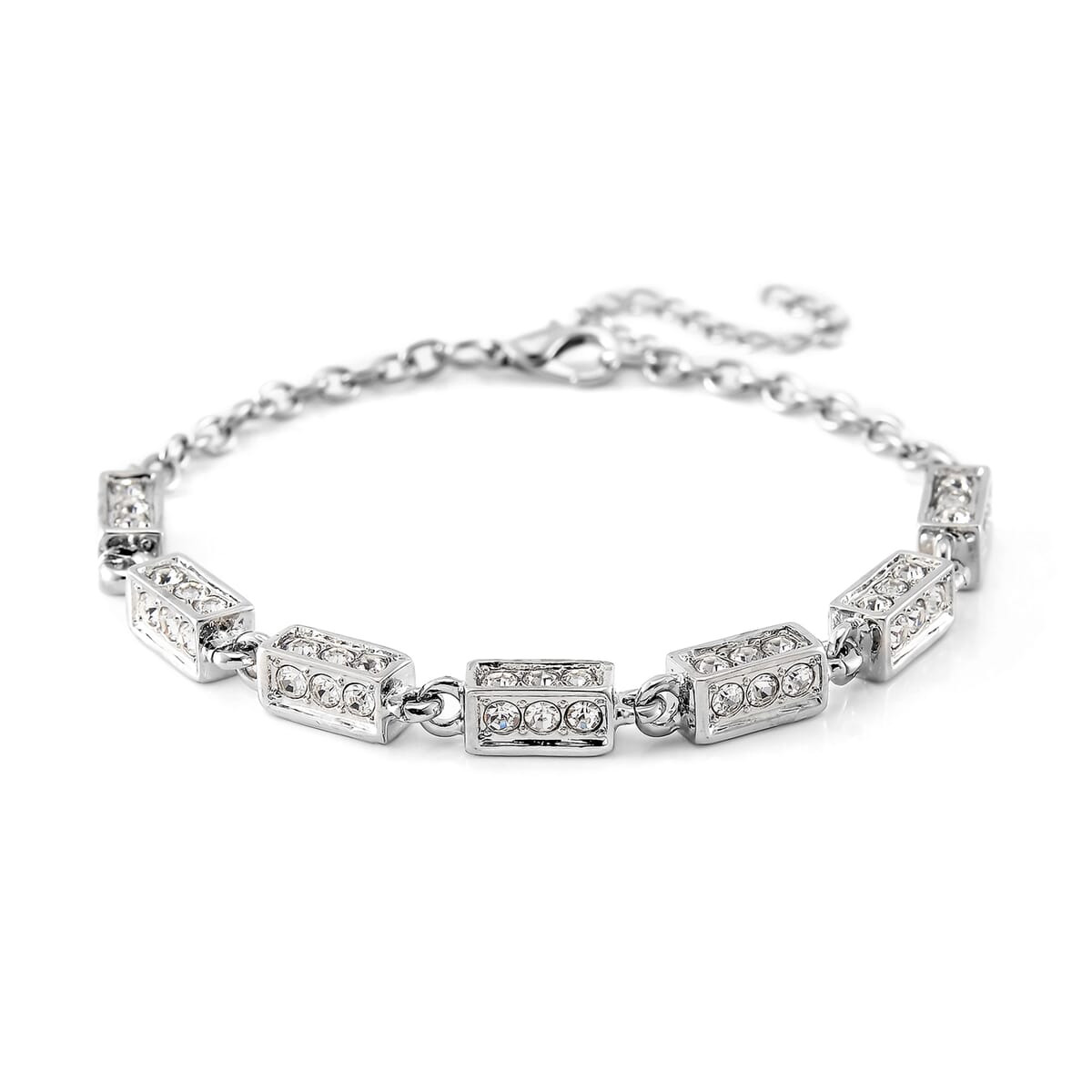 Simulated Diamond Bracelet in Silvertone (7.50 In) 5.00 ctw image number 0