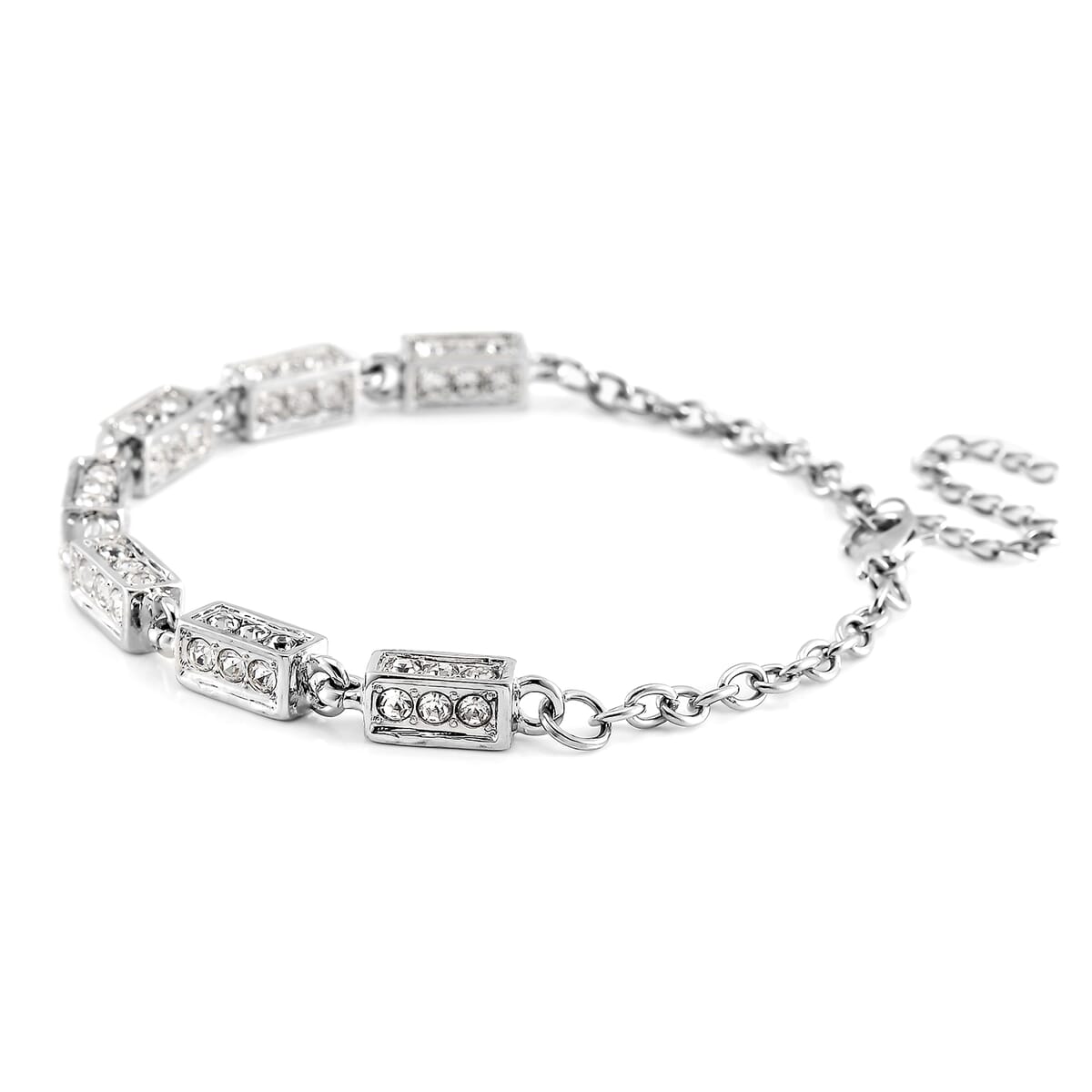 Simulated Diamond Bracelet in Silvertone (7.50 In) 5.00 ctw image number 2