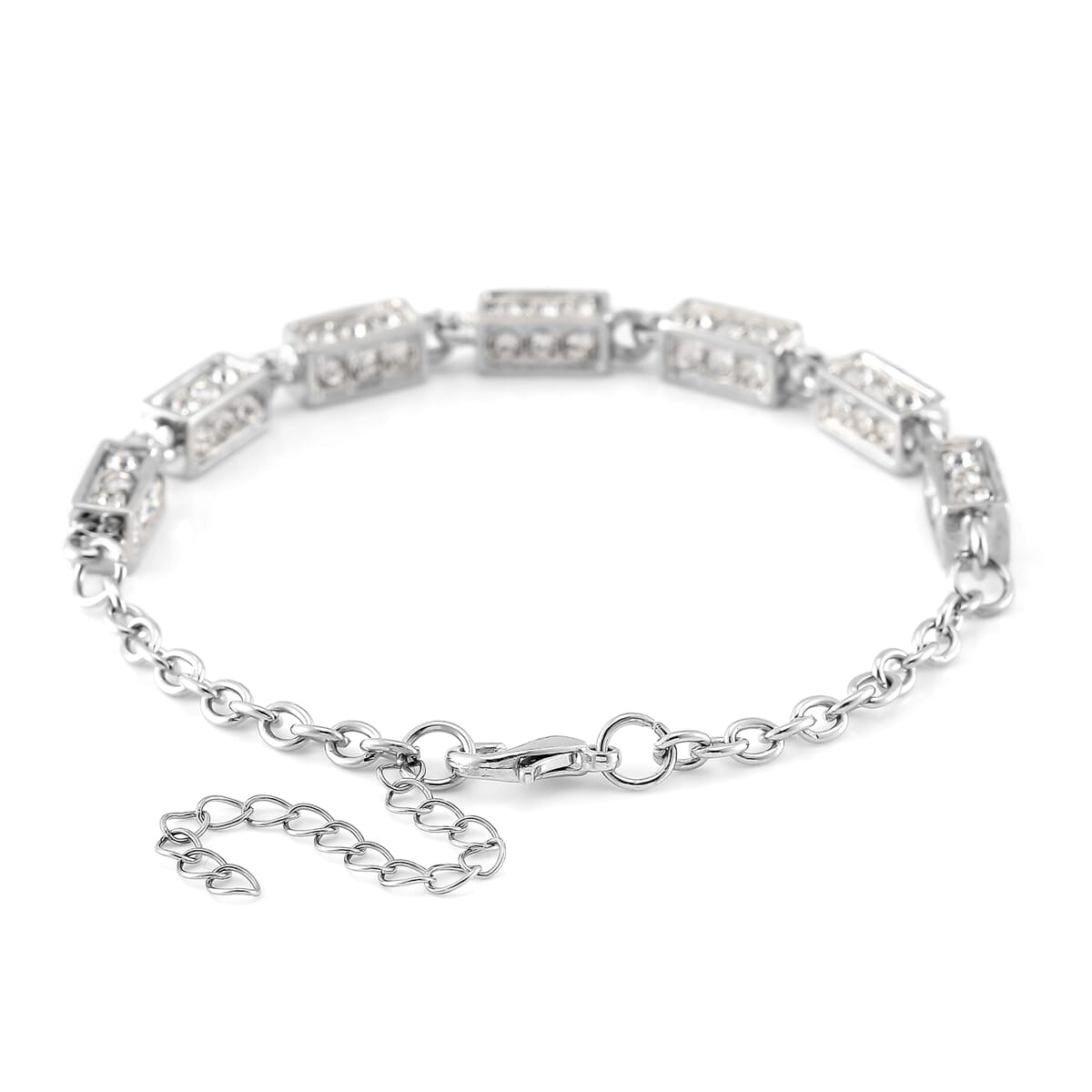 Simulated Diamond Bracelet in Silvertone (7.50 In) 5.00 ctw image number 3