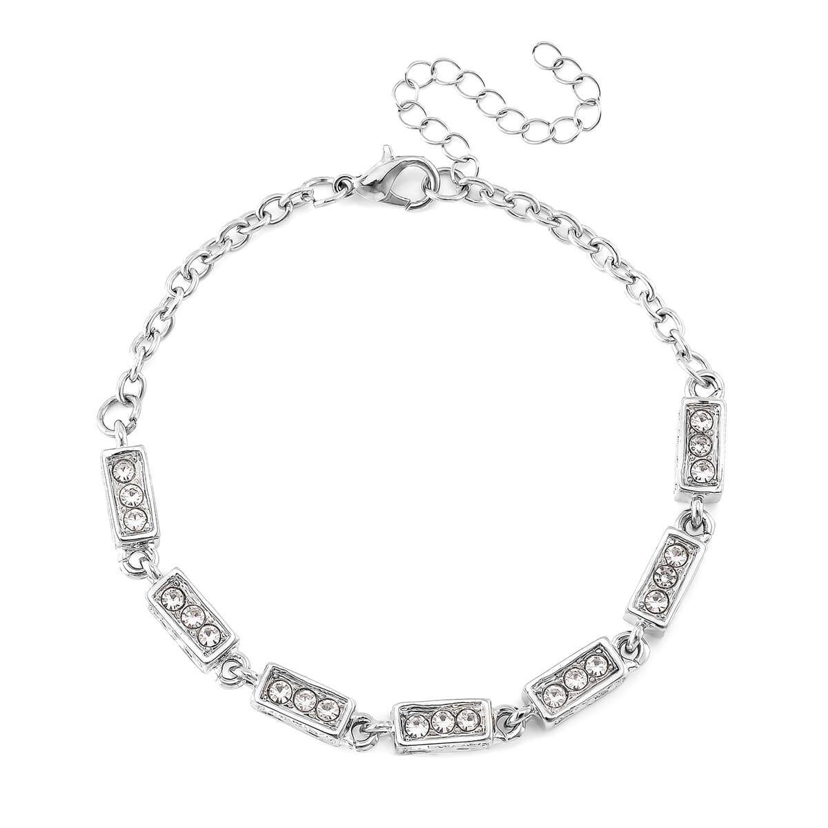Simulated Diamond Bracelet in Silvertone (7.50 In) 5.00 ctw image number 4