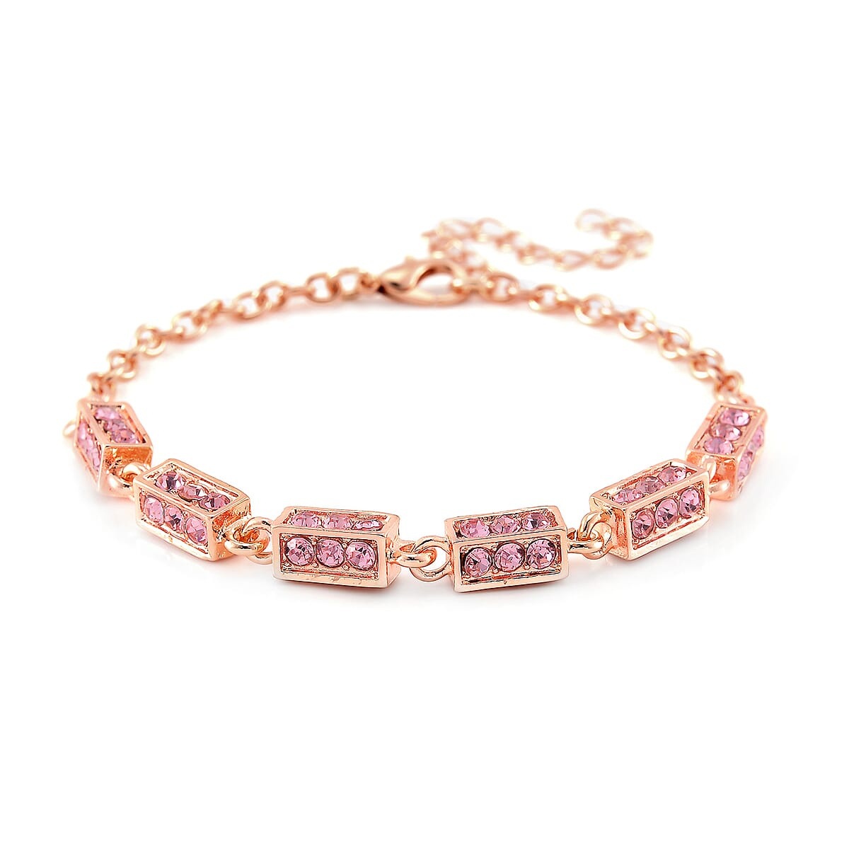 Simulated Pink Diamond Bracelet in Rosetone (7.50 In) 5.00 ctw image number 0