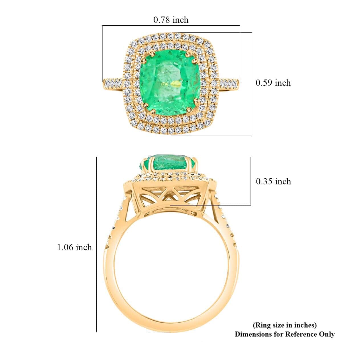 Certified & Appraised Luxoro AAA Boyaca Colombian Emerald and I2 Diamond 3.75 ctw Ring in 14K Yellow Gold (Size 8.5) 4.65 Grams image number 5