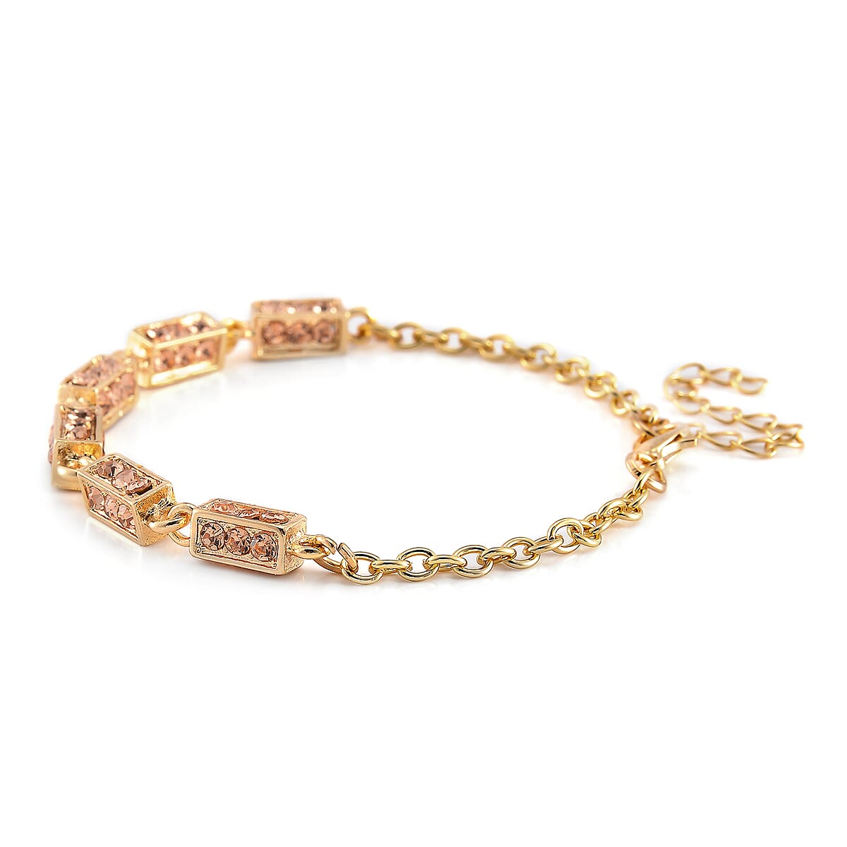 Simulated Champagne Diamond Bracelet in Goldtone (7.50 In) 5.00 ctw image number 2