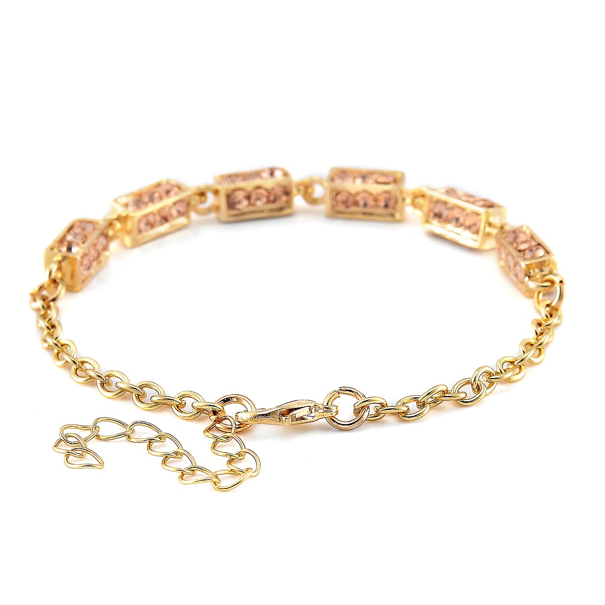 Simulated Champagne Diamond Bracelet in Goldtone (7.50 In) 5.00 ctw image number 3