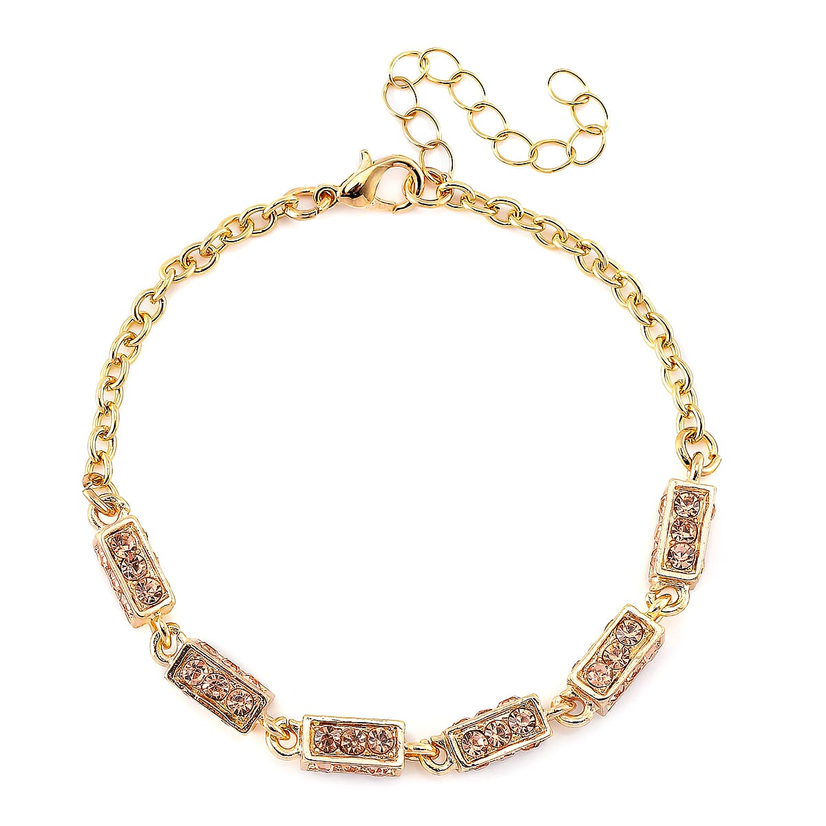 Simulated Champagne Diamond Bracelet in Goldtone (7.50 In) 5.00 ctw image number 4