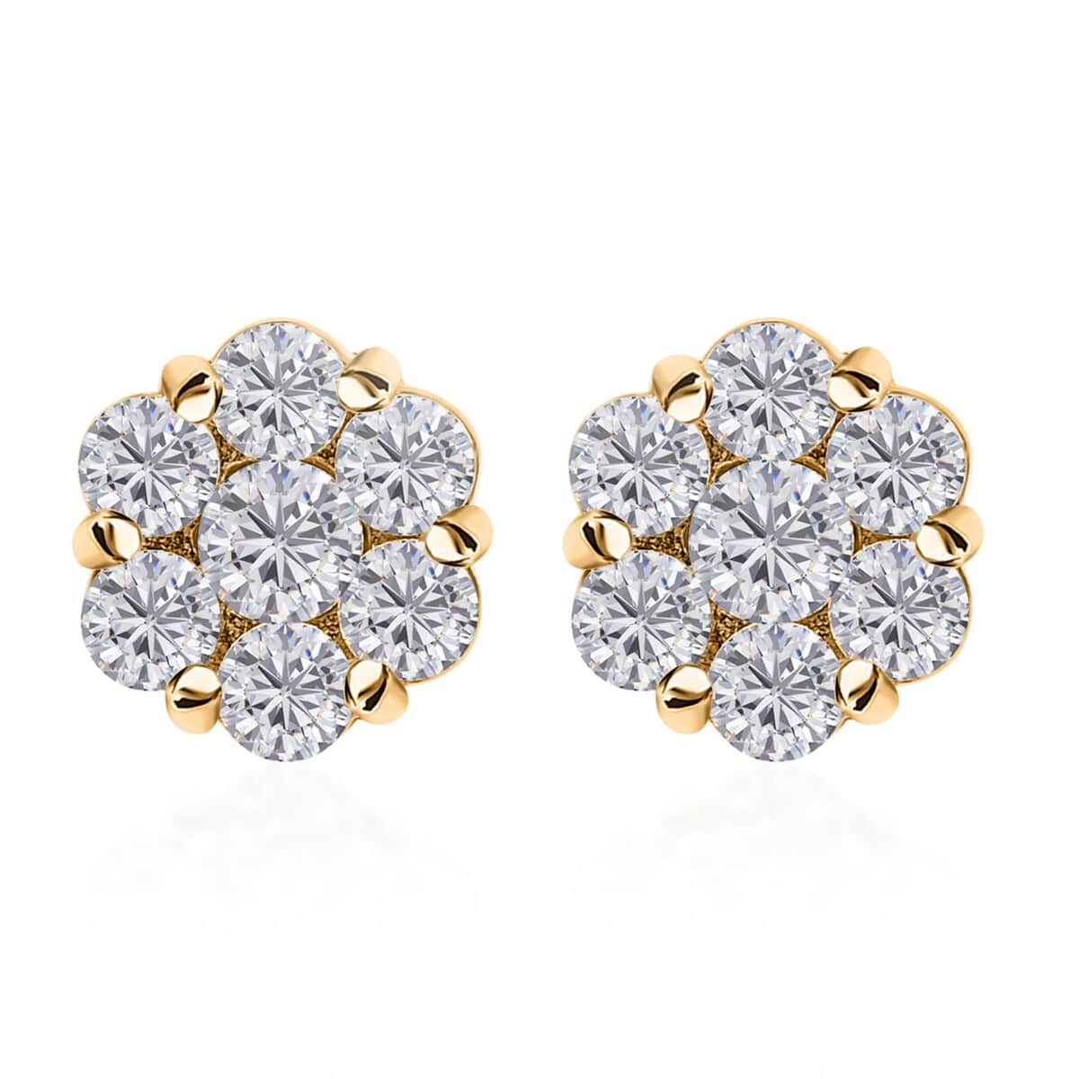 Moissanite 1.65 ctw Floral Earring in 18K Vermeil Yellow Gold Over Sterling Silver image number 0