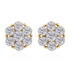 D'Joy Moissanite 1.65 ctw Floral Earring in 18K Vermeil Yellow Gold Over Sterling Silver