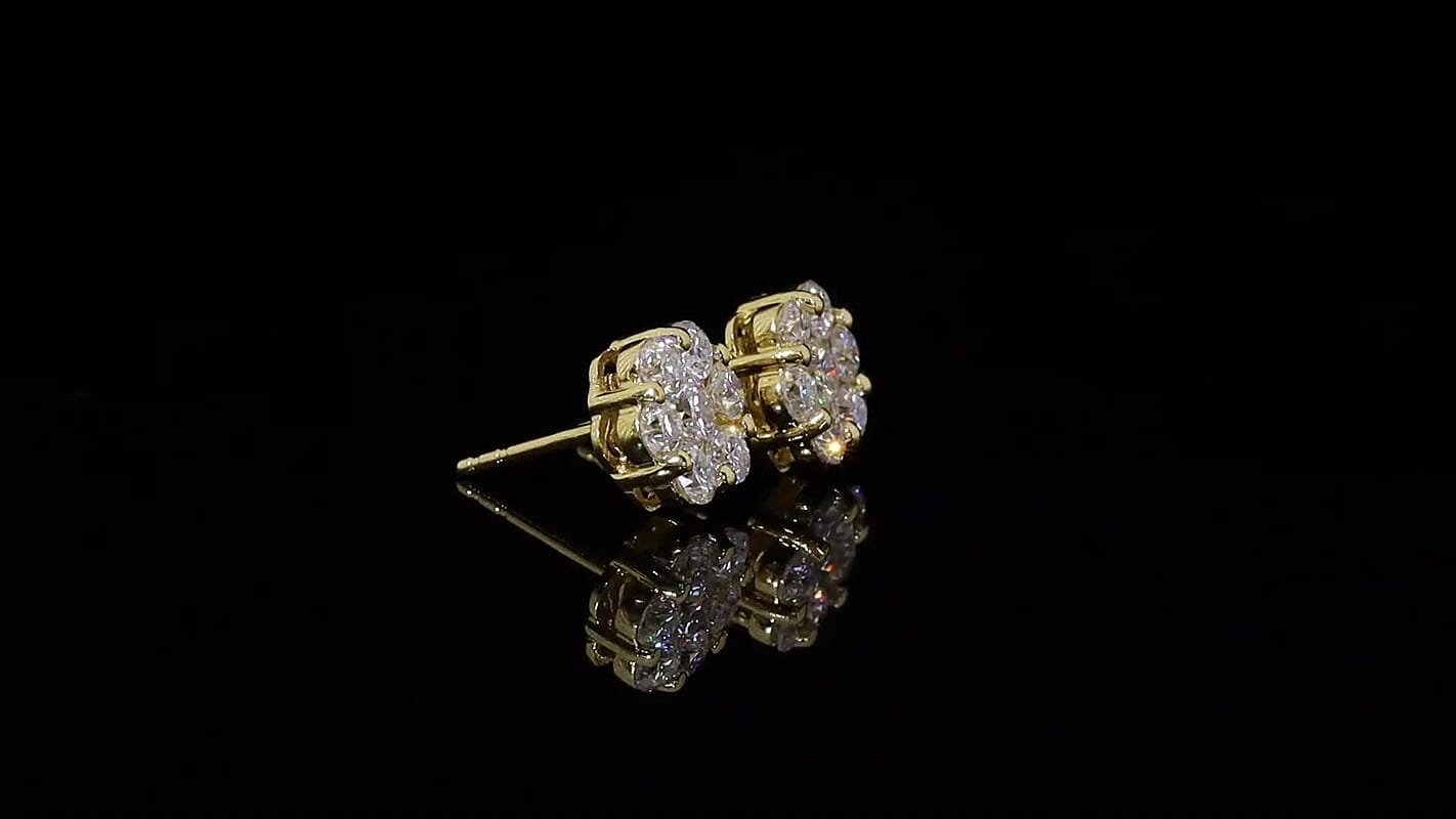 Moissanite Floral Earring in 18K Vermeil YG Over Sterling Silver 1.65 ctw