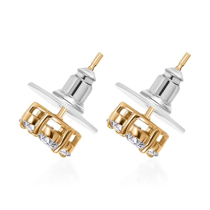 D'Joy Moissanite 1.65 ctw Floral Earring in 18K Vermeil Yellow Gold Over Sterling Silver