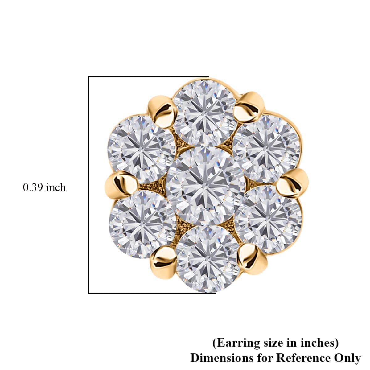 Moissanite 1.65 ctw Floral Earring in 18K Vermeil Yellow Gold Over Sterling Silver image number 4