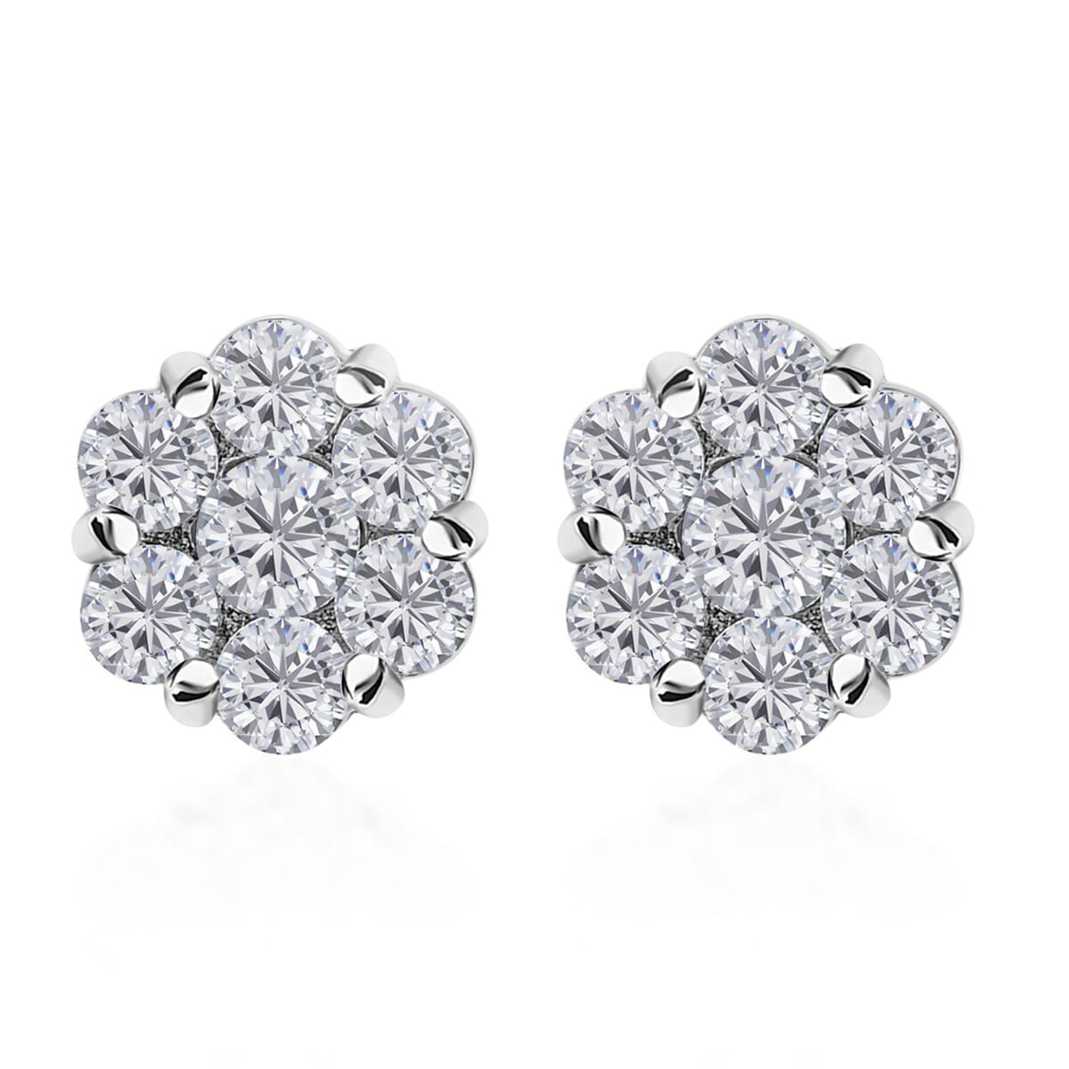 D'Joy Moissanite 1.65 ctw Floral Earrings in Rhodium Over Sterling Silver image number 0